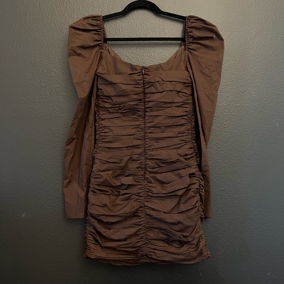 ZARA Woman Studio Brown Ruched Dress - Picture 5 of 7